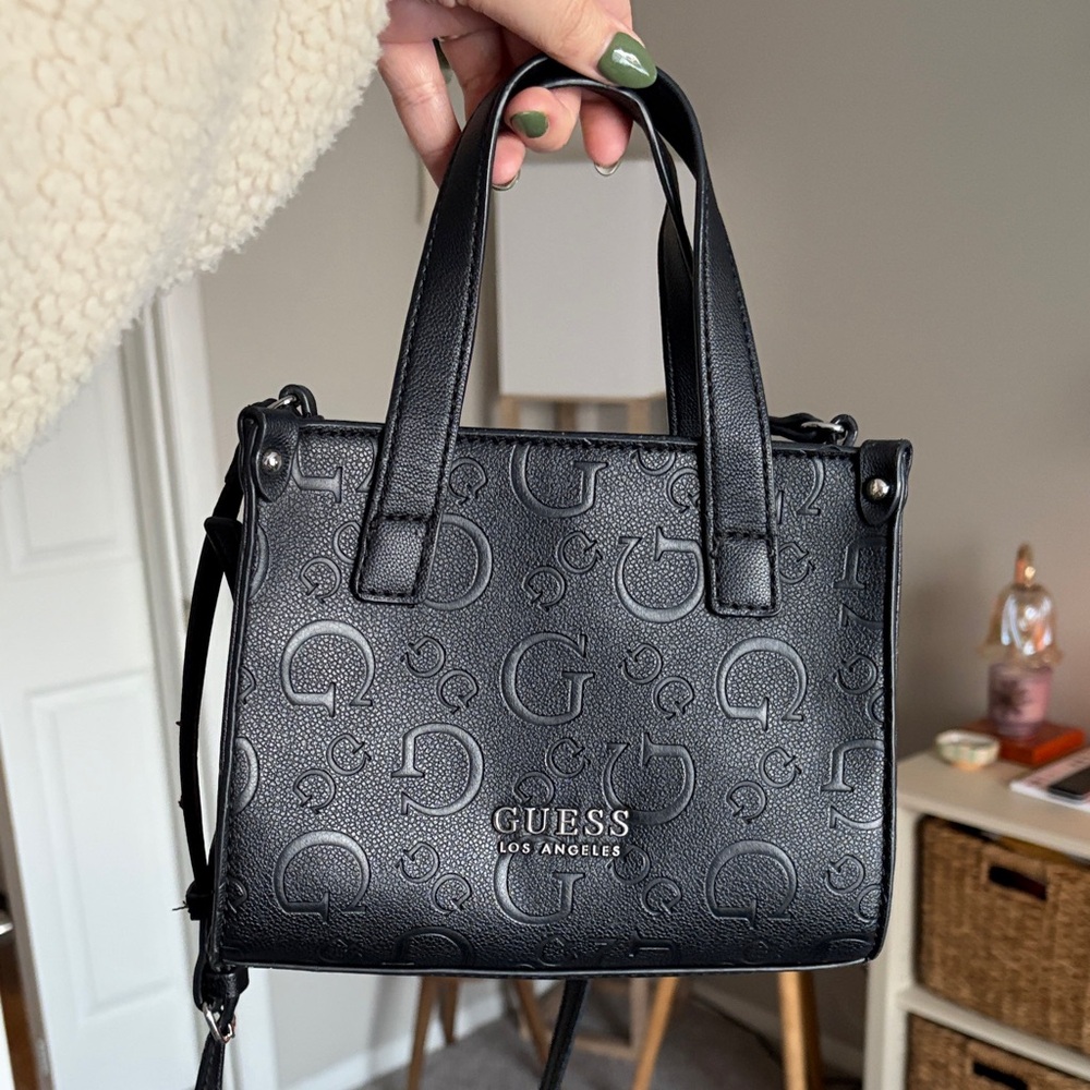 Guess Black Embossed Crossbody Purse